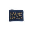 POC125 Petite pochette velours brodée "LOVE" bleu nuit