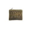 POC127 Petite pochette velours brodée "HAPPY" kaki