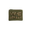 POC137 Petite pochette velours brodée "LOVE" kaki