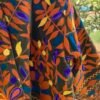 VEST008-7-2 Veste velours entièrement rebrodée de feuilles et fleurs, taille unique