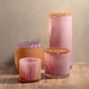 Famille OPALINE MOKA Vase en verre soufflé bouche rose opaline, bord perlé