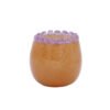 Vase rond moka en verre soufflé bouche bord perlé rose opaline