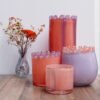 Photophore en verre soufflé peach-lilas