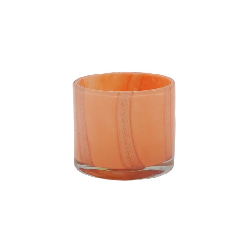 Photophore en verre soufflé peach-lilas