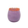 PHP234 Vase rond lilas en verre soufflé bouche bord perlé