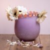 PHP234-2 Vase rond lilas en verre soufflé bouche bord perlé