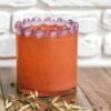 PHP236-2 Photophore à bord perlé en verre soufflé bouche, peach