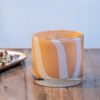 PHP237-5 Photophore en verre soufflé sable/blanc