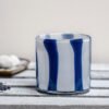 PHP238-2 Photophore en verre soufflé blanc/marine