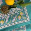 Nappe Versailles vert d'eau, coton imprimé blockprint