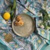 Nappe Versailles vert d'eau, coton imprimé blockprint